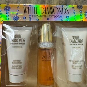 Elizabeth Taylor White Diamonds Radiance Set-Gold Pretty On A Vanity Nostalgia